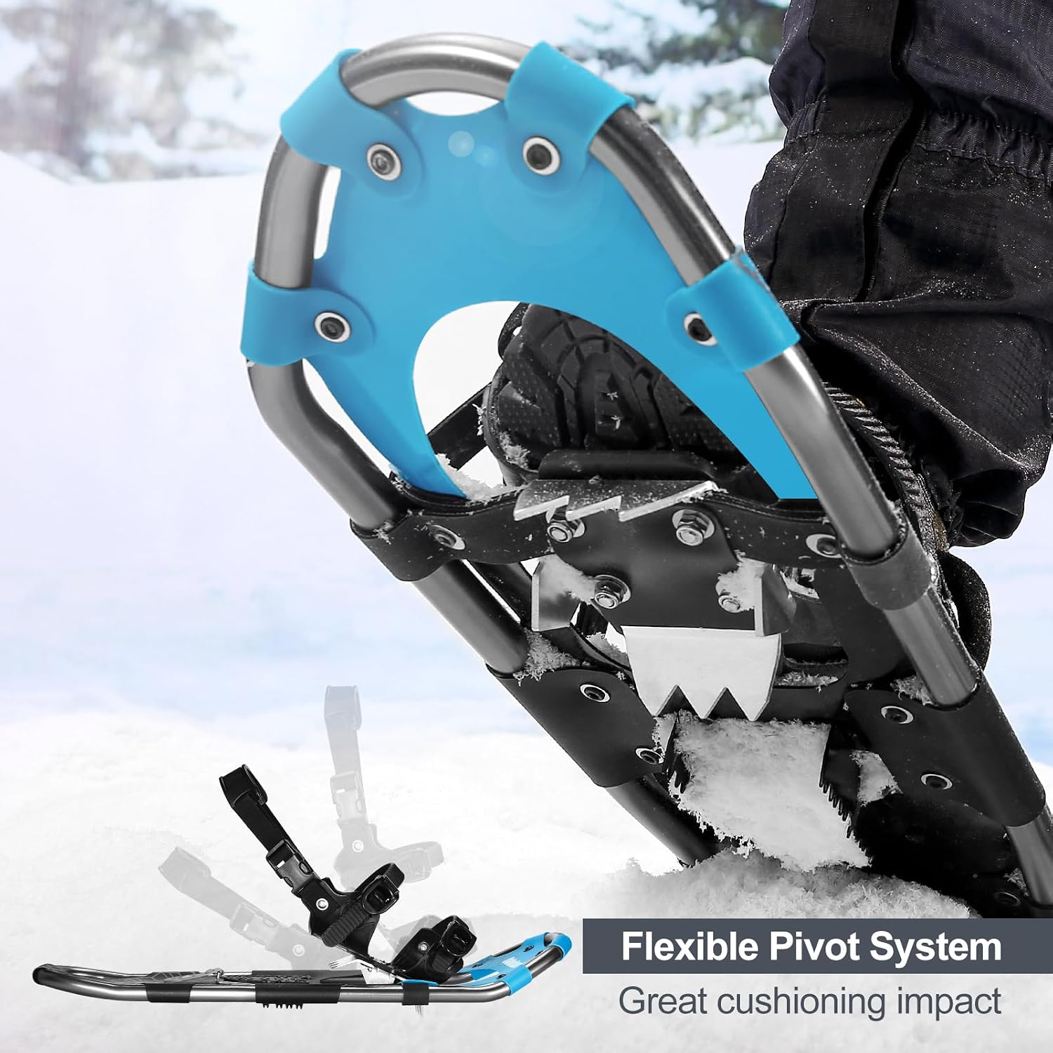 21/25/30 Inch Snowshoes with Trekking Poles for Men Women Youth, Waterproof Snow Leg Gaiters and Carrying Bag
