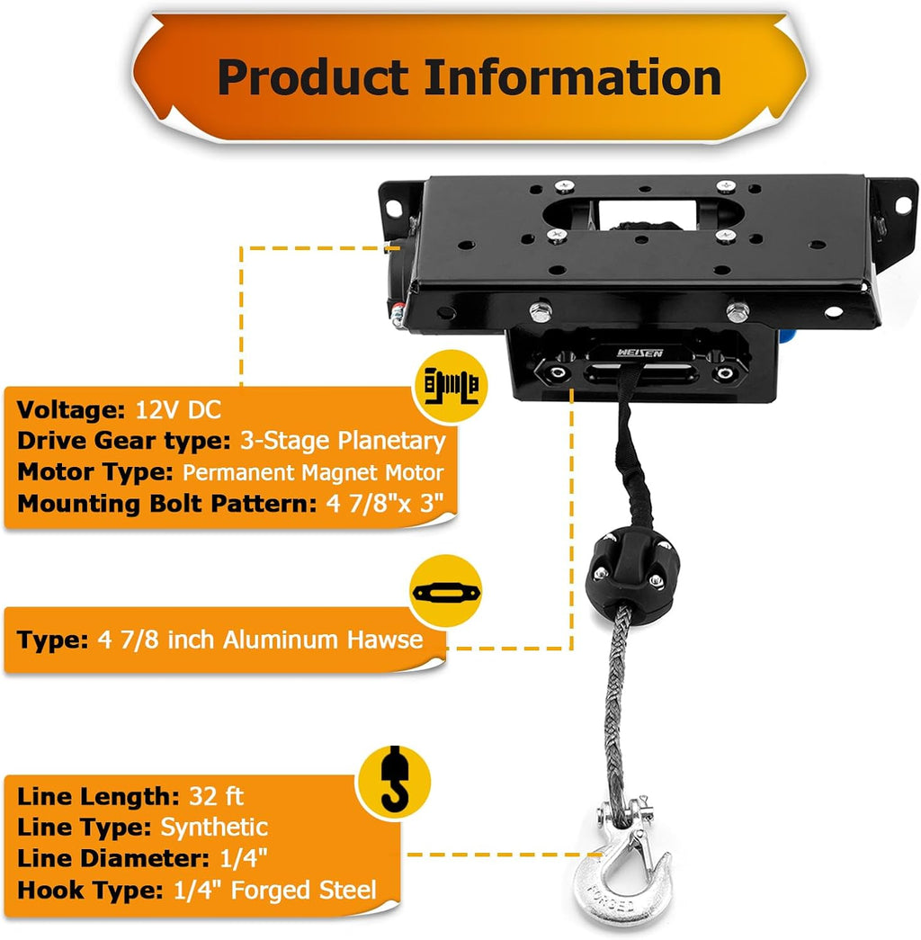 4500lb 12V Electric Winch Kit Fit for Polaris RZR PRO XP 4 2020-2026