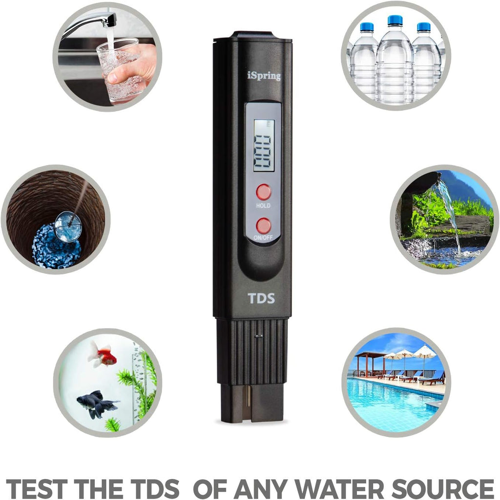 TDS2 Digital 2-Button TDS Meter with Backlit LCD, Black