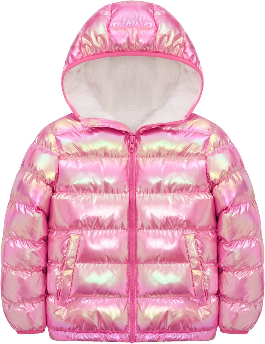 4-12 Years Girls Hooded Puffer Jacket Warmth Padded Winter Coat | Metallic Shine Fabric, Warm Fleece Lining, Durable