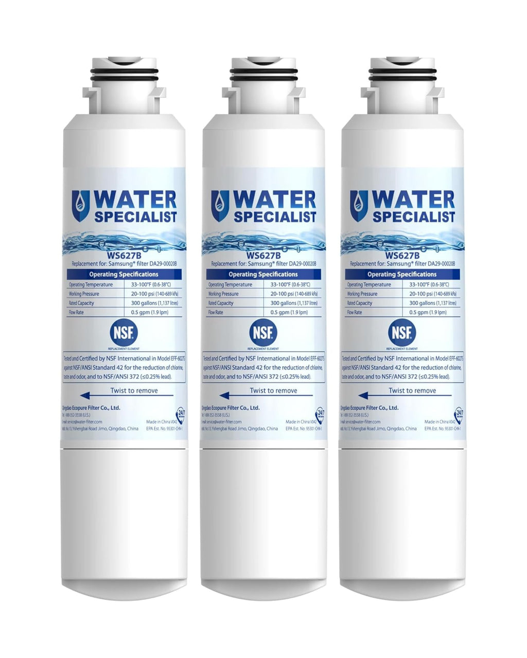 Water Filter Replacement for Samsung DA29-00020B, 3 Pack