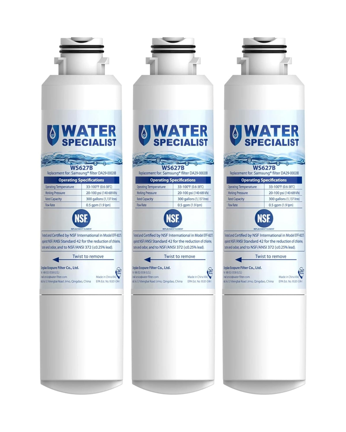 Water Filter Replacement for Samsung DA29-00020B, 3 Pack
