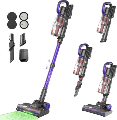 Cordless Vacuum Cleaner 45KPA, Up to 60mins Runtime Lightweight Powerful Suction Vacuum Cleaners for Home, 3 Suction