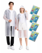 Rain Ponchos for Adults-4 Pack Reusable EVA Waterproof Rain Jackets, White