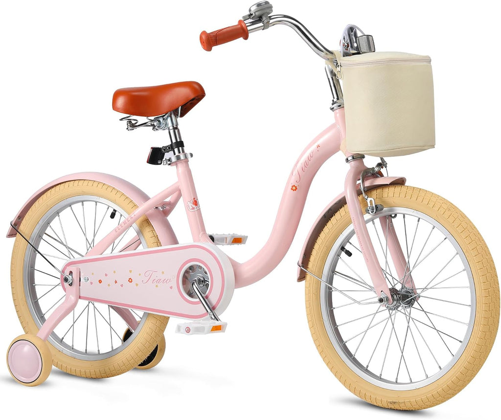 Kids Bike 14 Inch Girls Bicycle for Ages 3-5, Pink | Children Bicycle with Training Wheels, Adjustable Seat, Hand &
