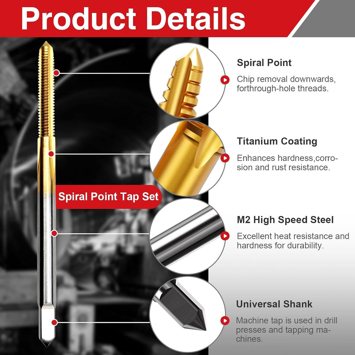 2 Pcs M5 x 0.8 Metric Thread Tap, M2 HSS Right Hand Thread Milling Tap