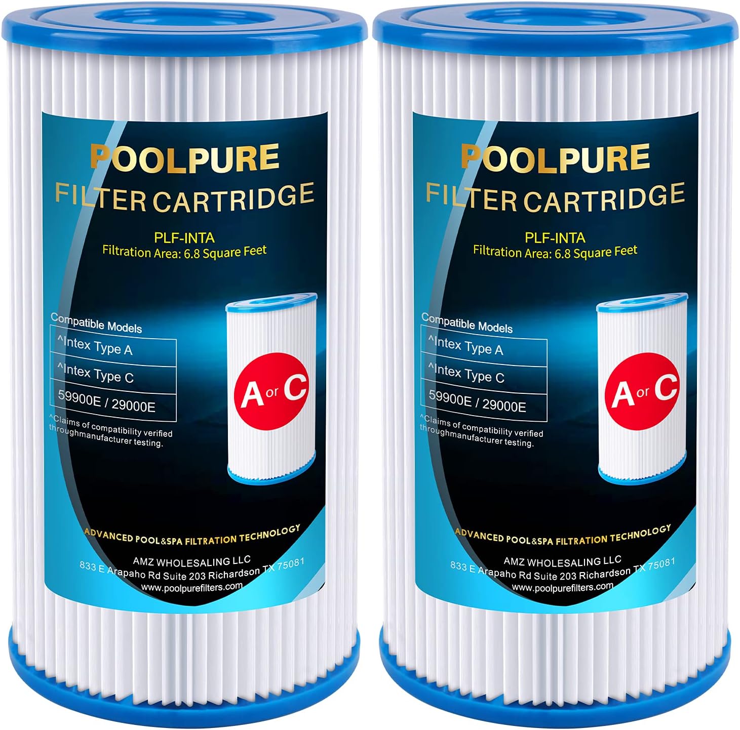 Type A or C / III Pool Filter Replaces Intex 29000E/59900E/#29003E, 1000/1500/530 GPH Filter Pump, C-4607, Funcicle