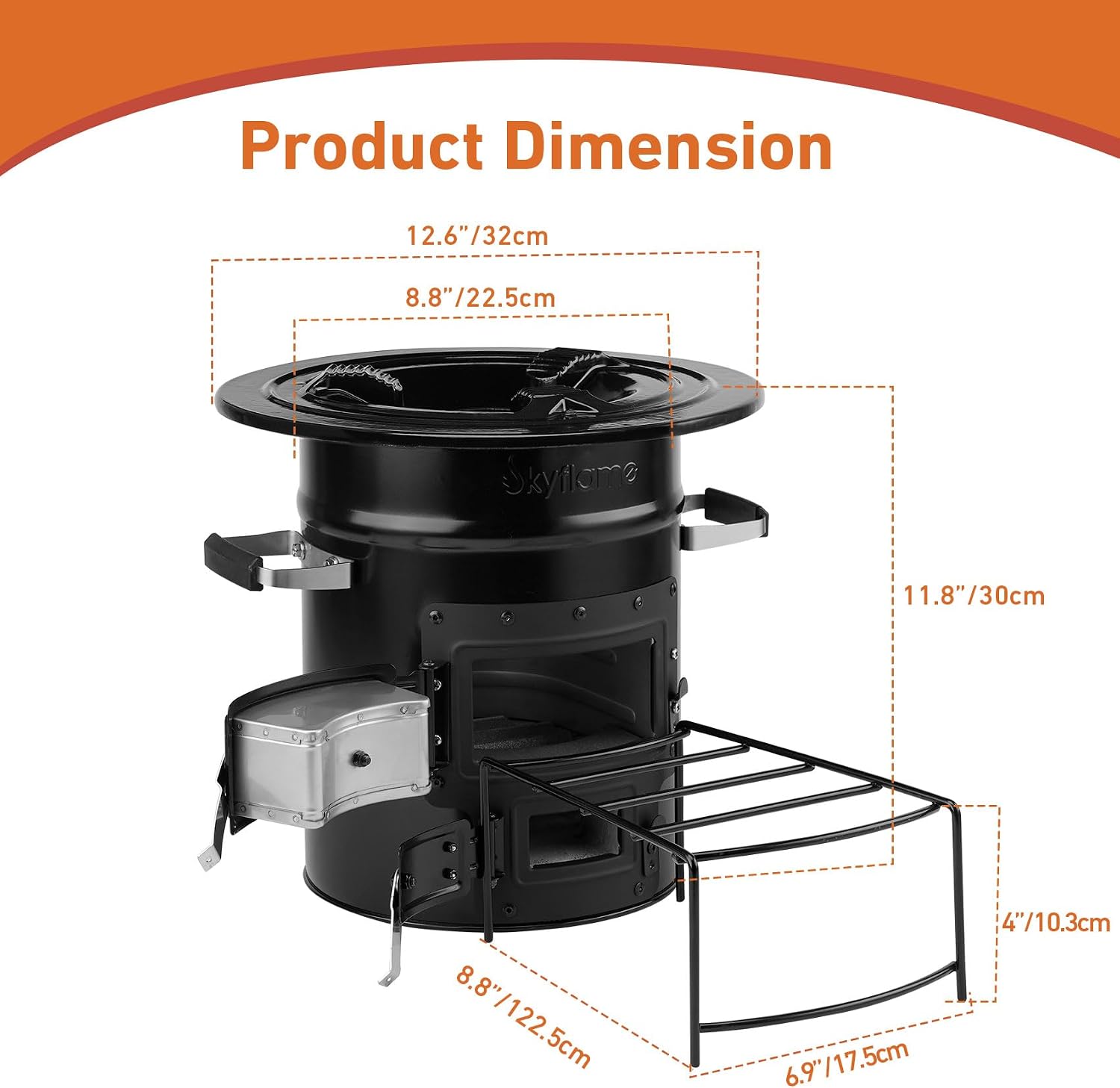 Wood Burning Rocket Stove, Portable Camping Stove, Black | Outdoor Cooking, Backpacking, RV and Survival, Essentials