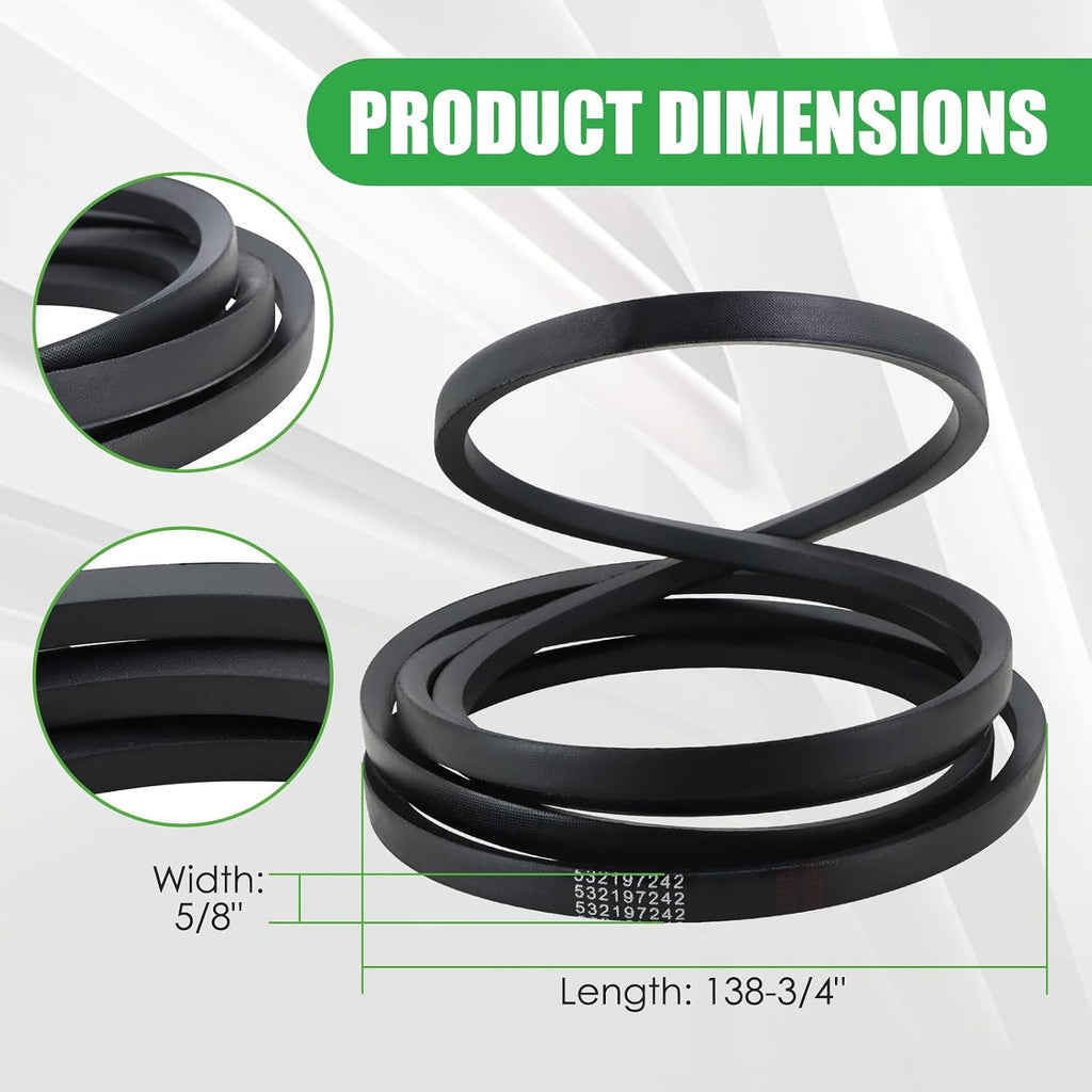 532197242 Mower Deck Belt Fit for Husqvarna YTH24V48 YTH24K48 YTH2348 GTH2448 YTH2448 with 48" Deck Replace#