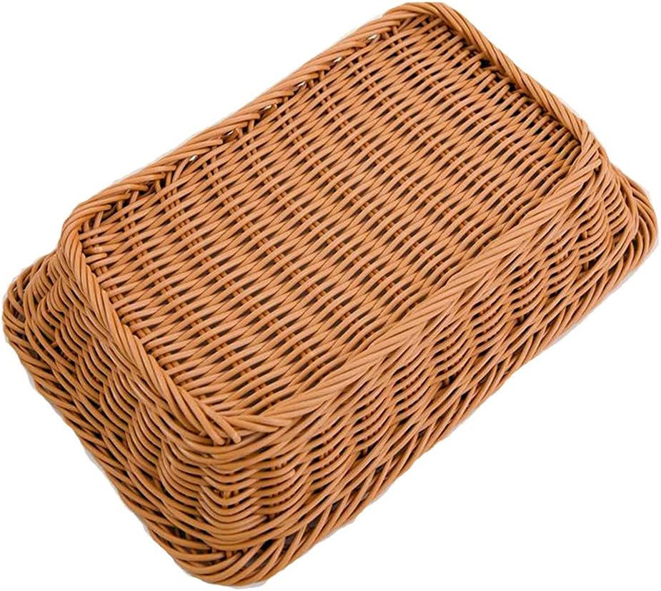 3 Pack Imitation Rattan Woven Bread Baskets, 11.8 x 7.8 Inch Plastic Wicker Fruit Baskets for Food Serving