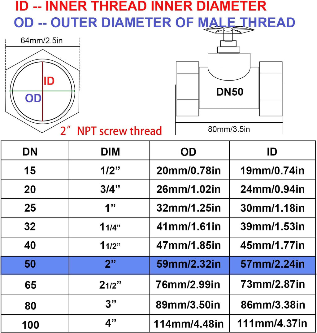 2" NPT 304Stainless Steel Gate Valve DN50