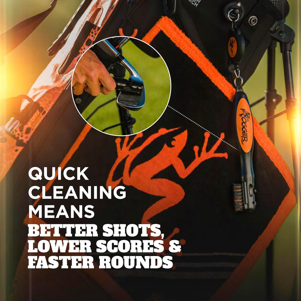 BrushPro Golf Club Cleaner with Ergonomic Grip and 2.5 ft. Retractable Cord - Sturdy Golf Club Brush and Groove