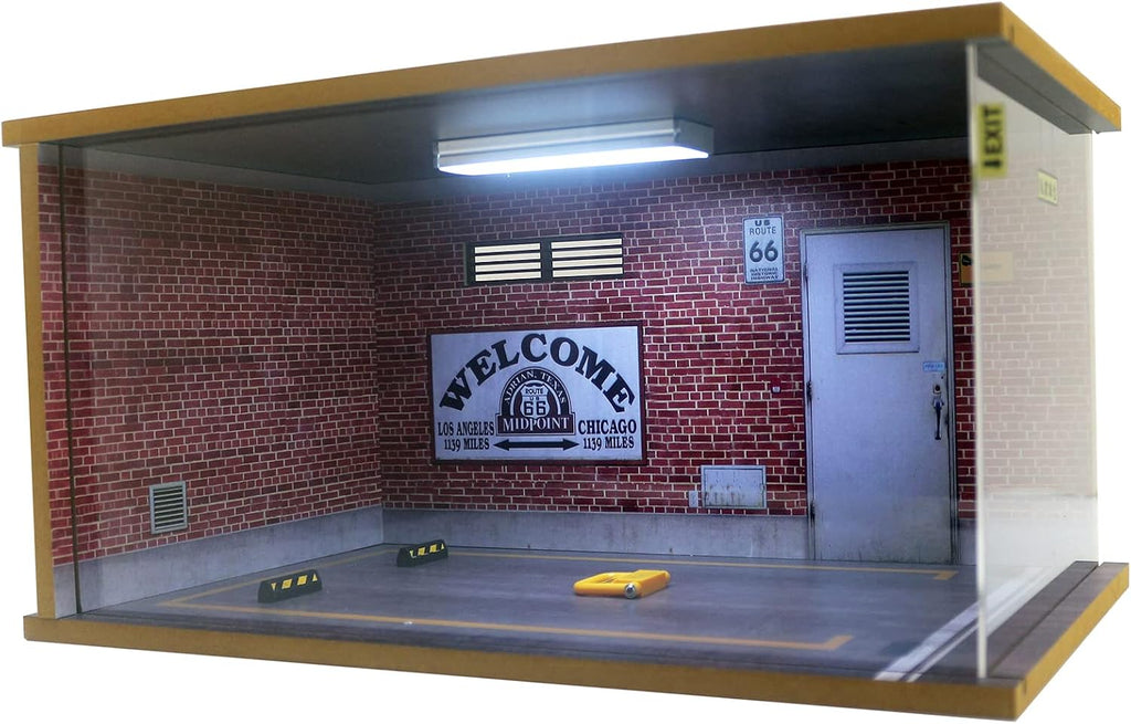 1/18 Scale Model Car Display Case - 1:18 Car Garage Display Case with Clear Acrylic Cover and LED Lighting for
