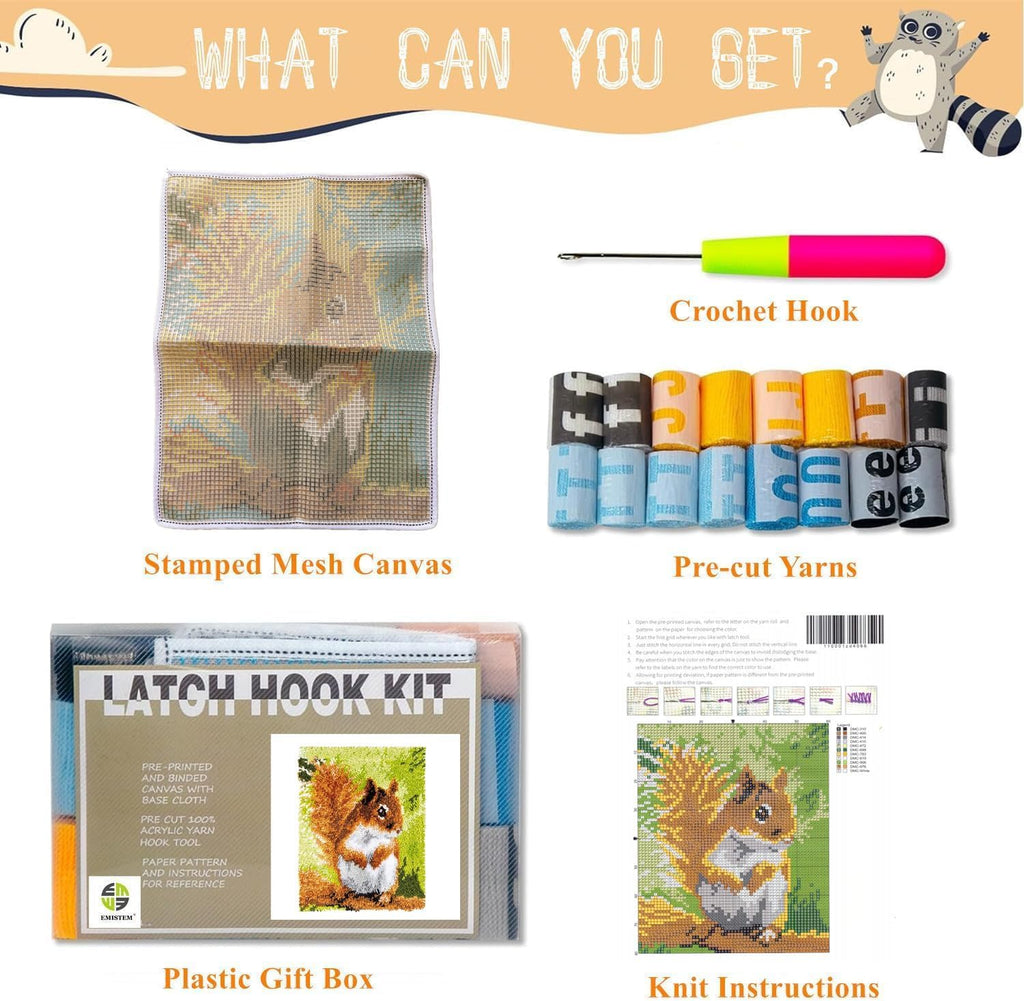 DIY Latch Hook Rug Kits, Gift Packaging Crochet Tapestry Yarn Kits, Pre-Printed Canvas, Needlework Unfinished