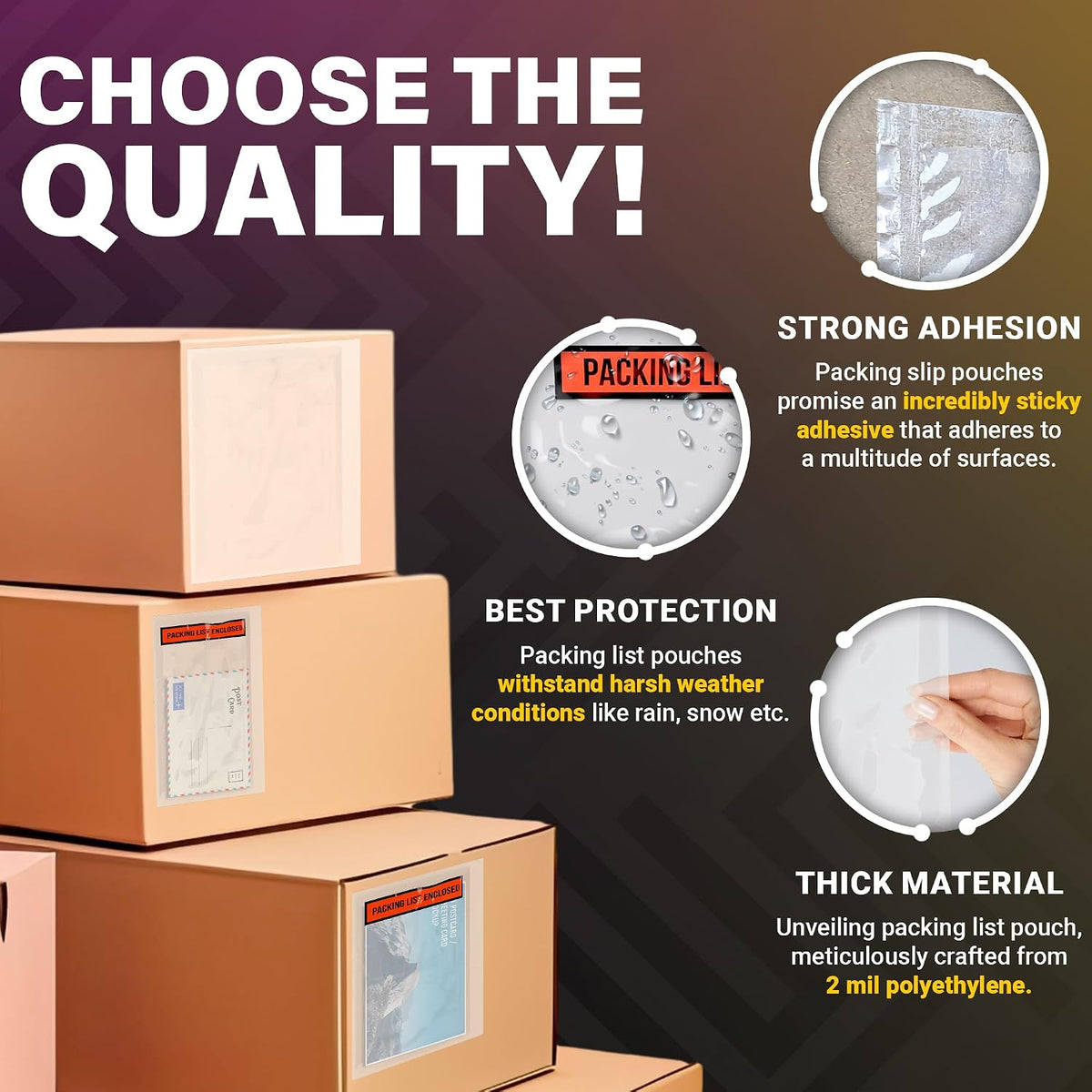 Packing List Envelopes, Clear 9.5 x 12 Inch, Self Seal Document Pouches for Shipping Inserts Polyethylene 2 Mil, Pack