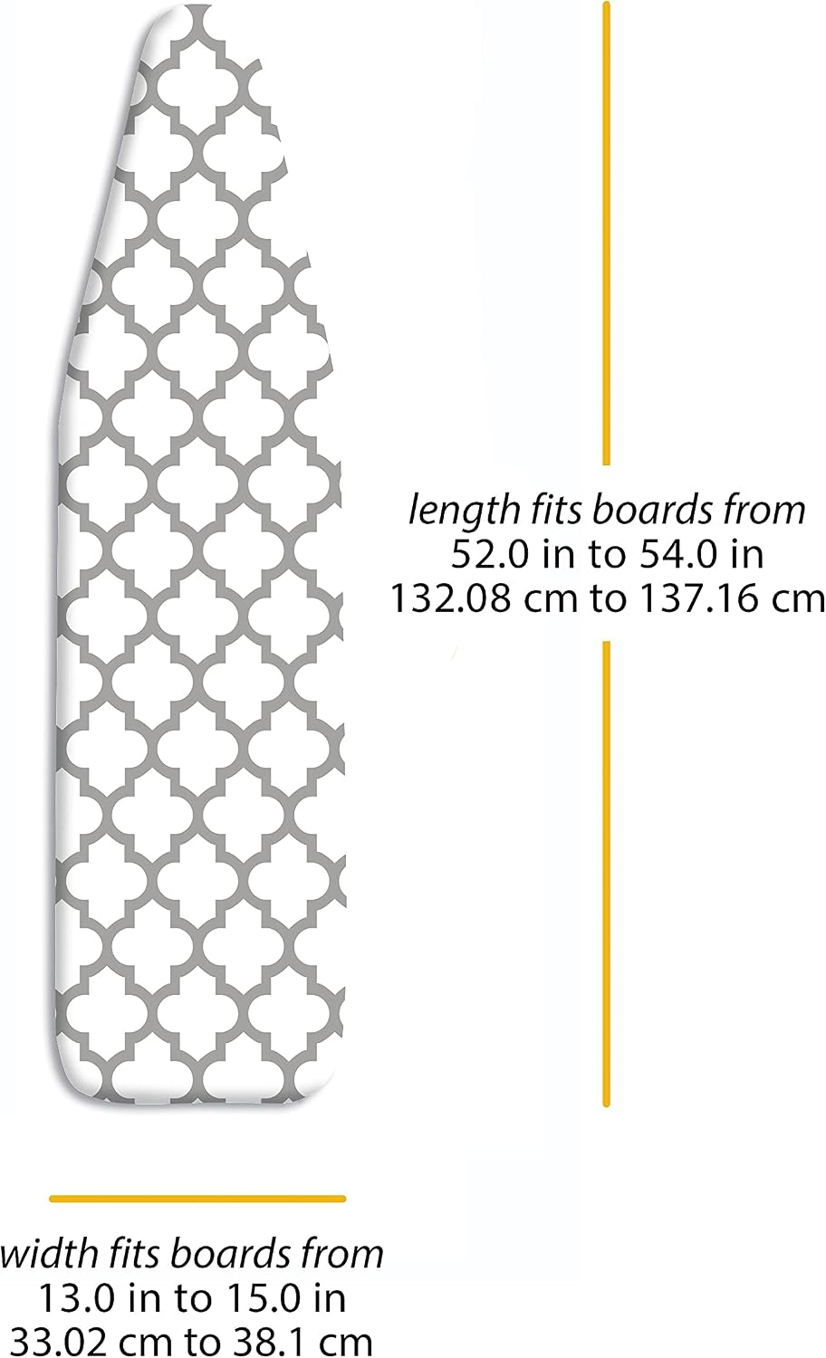 Deluxe Ironing Board Cover with 6mm Fiber Pad, Fits 15 x 54 In | 88gsm cover, 6mm fiber pad, 190T elastic fit