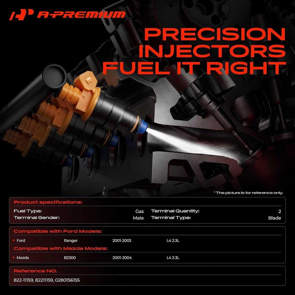 A-Premium Fuel Injectors Compatible with Ford, Mazda