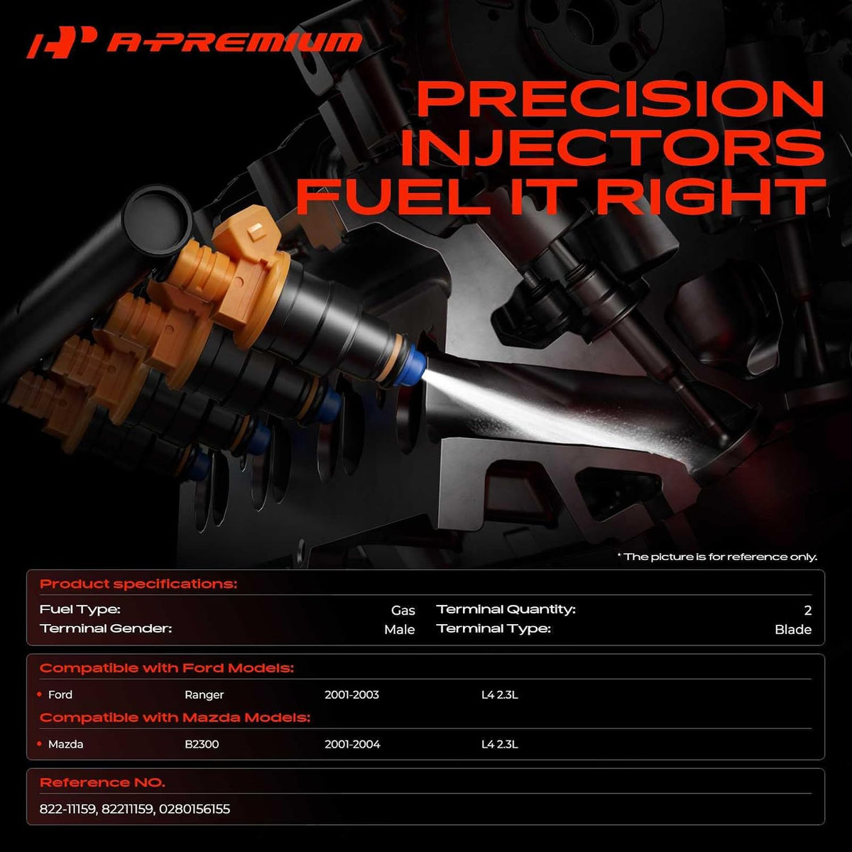 A-Premium Fuel Injectors Compatible with Ford, Mazda