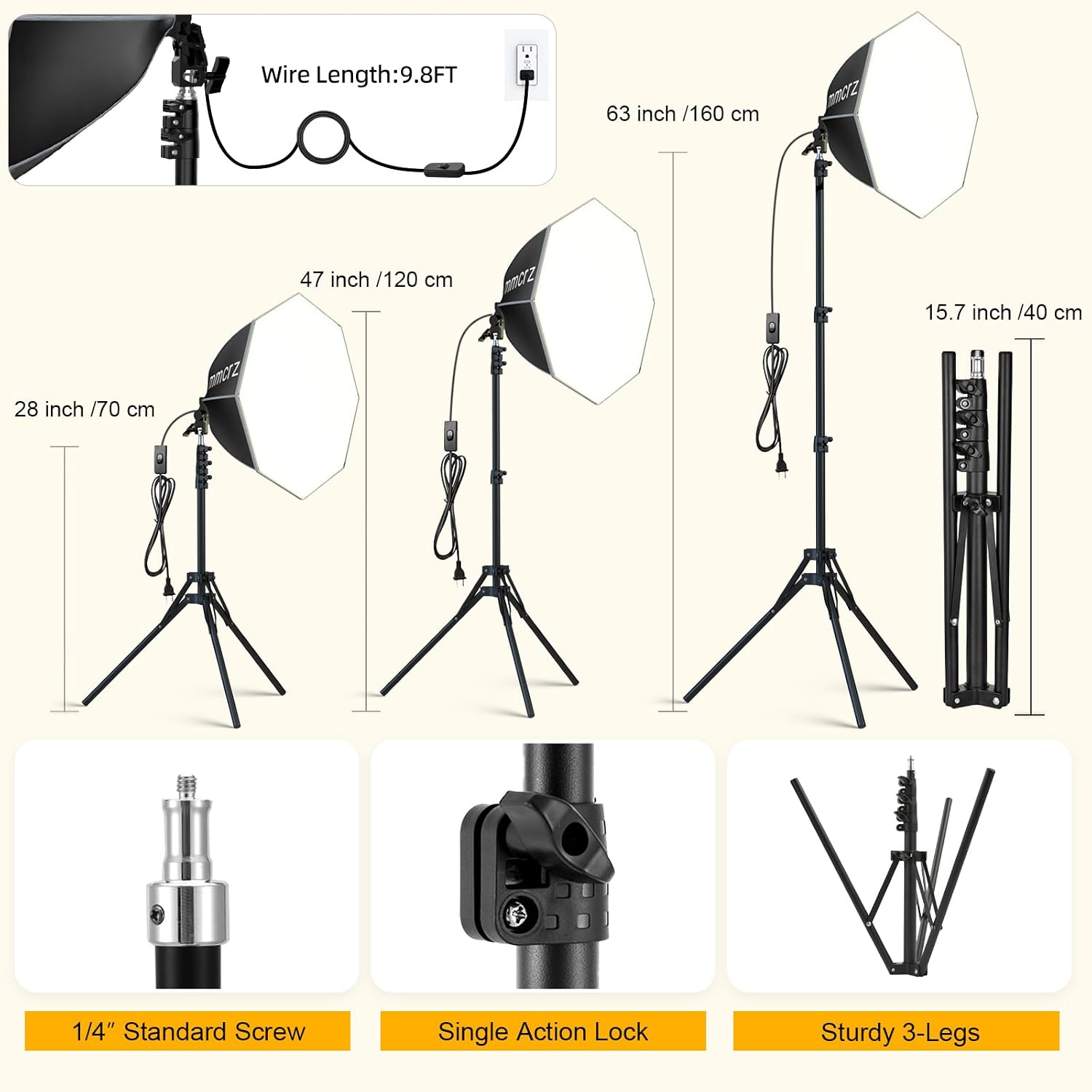 Professional Softbox Lighting Kit, 20'' x 20'' Studio Lights with 85W 2700-6500K E27 LED Bulbs, Continuous Lighting