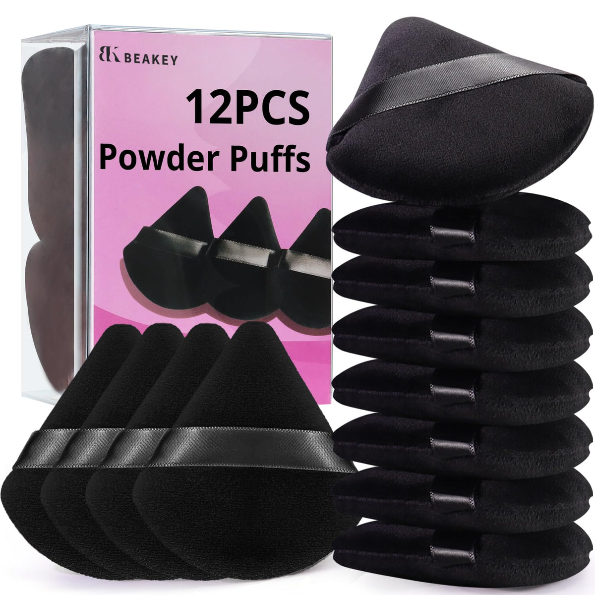 Powder Puff, 12pcs Face Triangle Powder Puffs for Loose & Foundation
