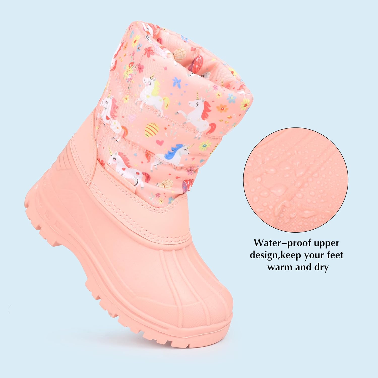 Boys Girls Snow Boots Winter Waterproof Resistant Cold Weather Outdoor Shoes (Toddler/Little Kid)