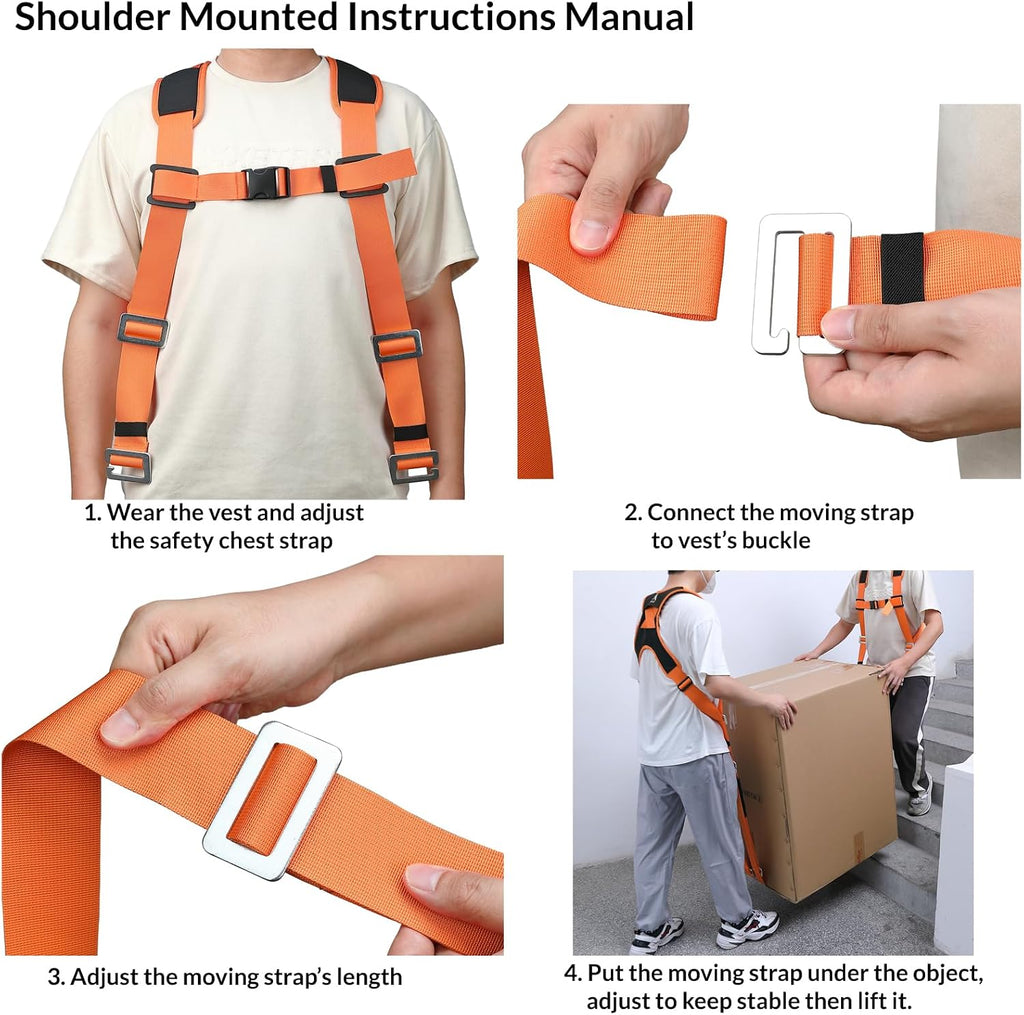 2-Person Shoulder Lifting Straps for Moving Item up to 800 lbs