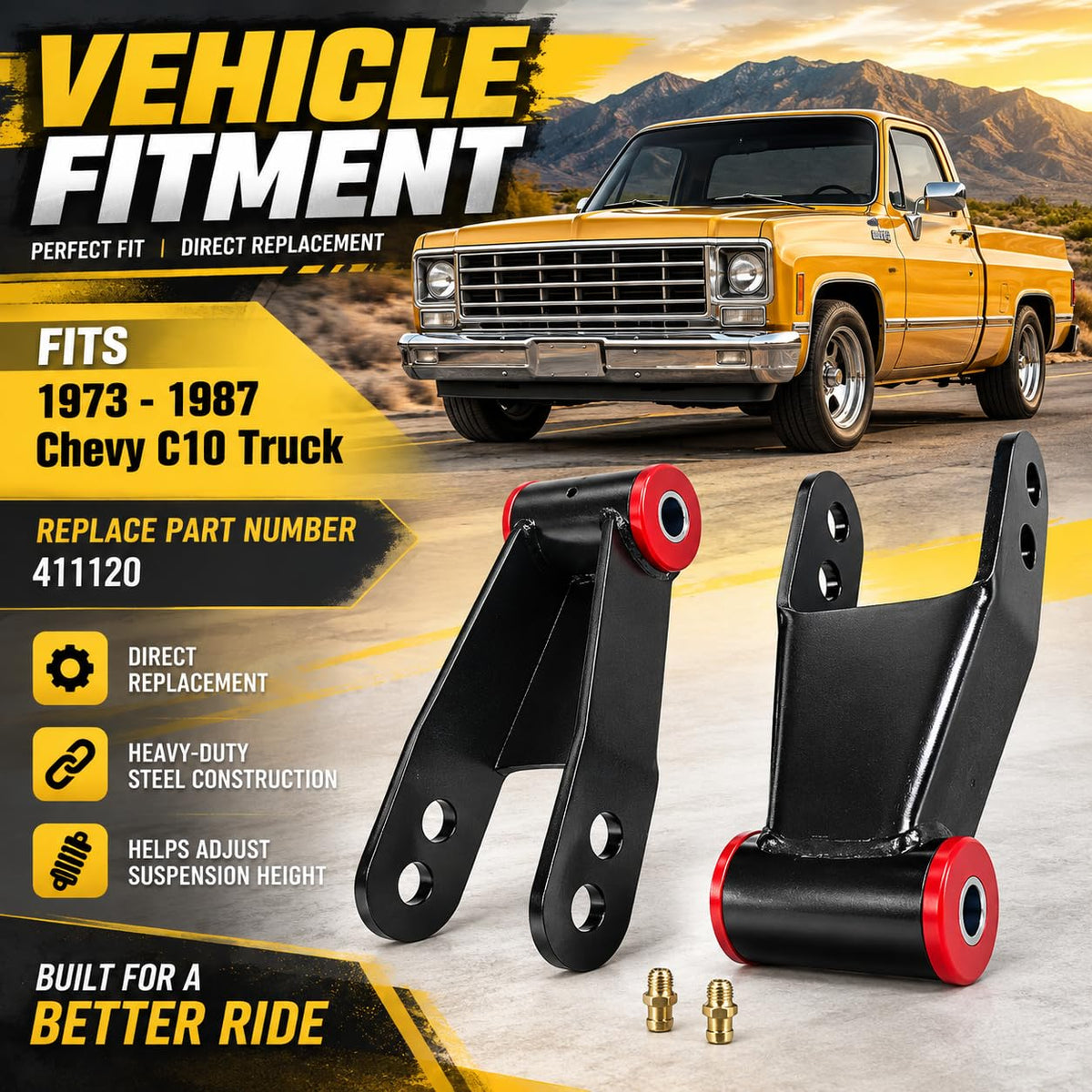 2 Inch Leveling Lift Drop Leaf Spring Shackle Lowering Kit For Chevy C10