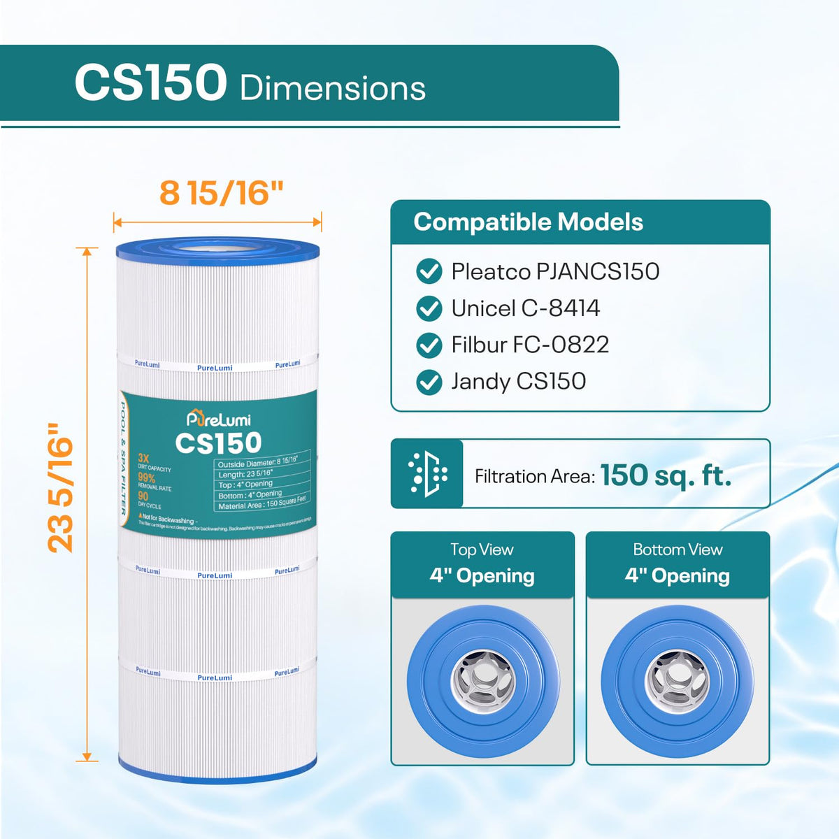 CS150 Pool Filter Replaces Jandy CS150, CCX1500RE