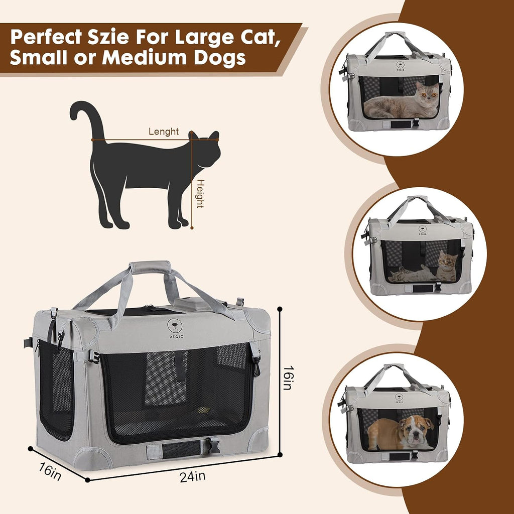 Extra Large Cat Carrier for 2 Cats, Grey, X-Large
