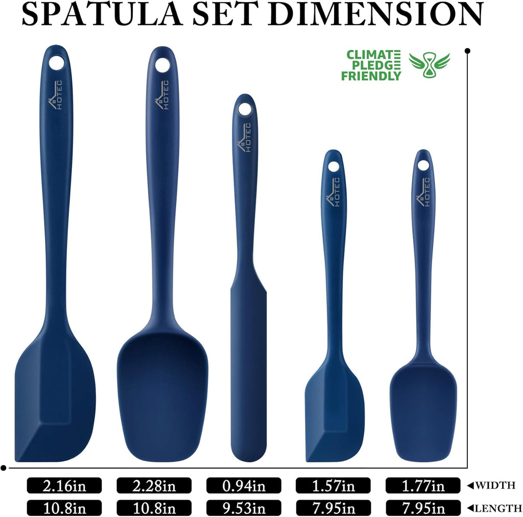 600℉ Heat Resistant BPA-Free Silicone Rubber Spatula Set, Kitchen Cooking Spatulas, Baking, Mixing