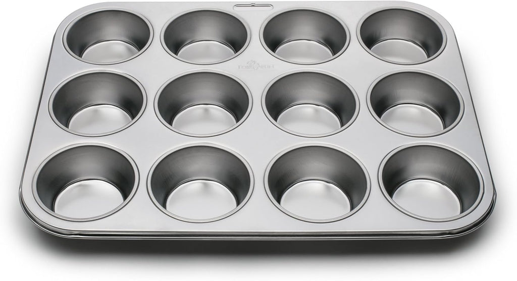 Muffin and Cupcake Pan, 12 Standard Cup Stainless Steel Muffin Pan