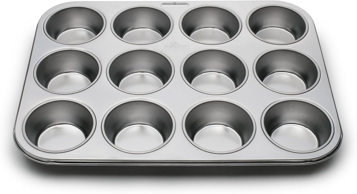 Muffin and Cupcake Pan, 12 Standard Cup Stainless Steel Muffin Pan