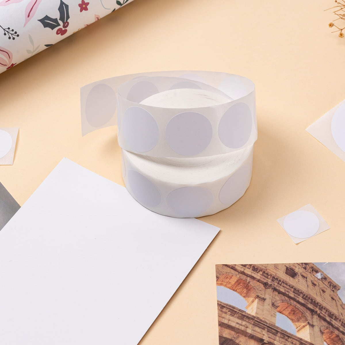 White Dot Stickers 1000 Pcs, 2" Label Sticker,（1000 Labels/Roll）
