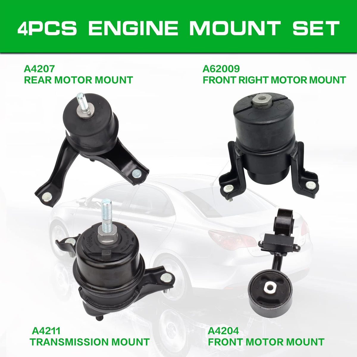 LOONGRIE Engine Motor and Trans Mounts Compatible with 2007-2011 Camry