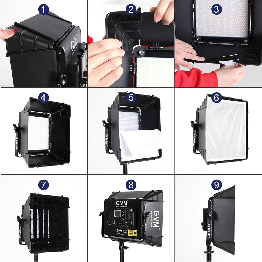 GVM RGB Photography Lighting Kits with 2 Softboxes, 880RS 60W Studio Lights with Bluetooth Control, 2 Packs Video