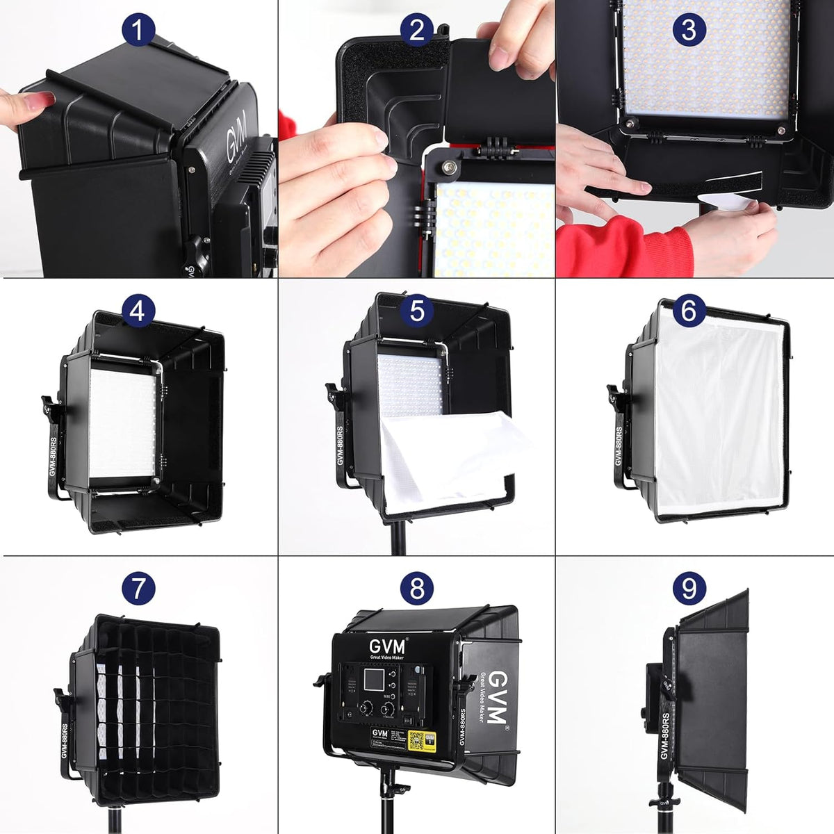 GVM RGB Photography Lighting Kits with 2 Softboxes, 880RS 60W Studio Lights with Bluetooth Control, 2 Packs Video