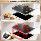 2 Burner Electric Cooktop 220V Hard Wired 3000W No Plug