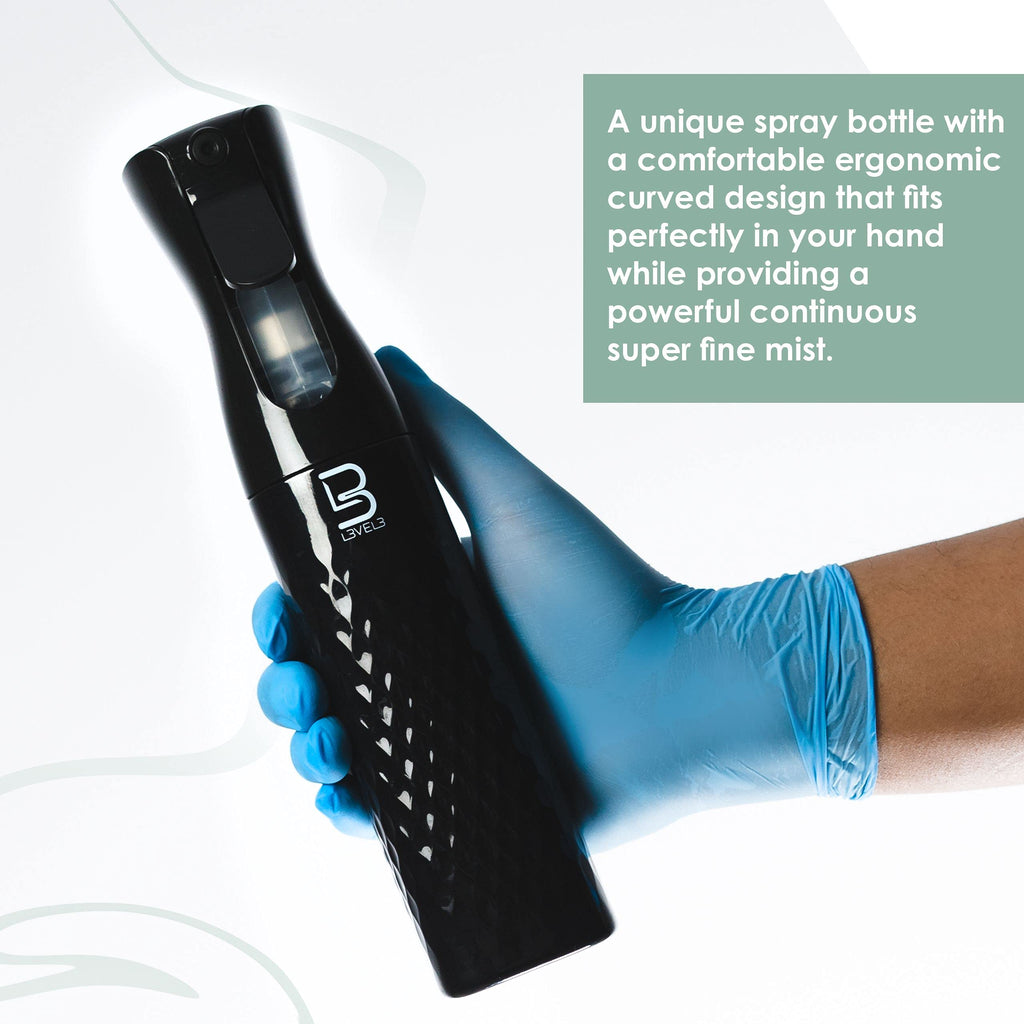 Beveled Spray Bottle Continuous Spray with a Fine Mist Pattern (Black)