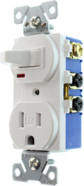 Eaton TR274W 3-Wire Receptacle Combo Single-Pole Switch with Tamper Resistant 2-Pole, White