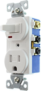 Eaton TR274W 3-Wire Receptacle Combo Single-Pole Switch with Tamper Resistant 2-Pole, White