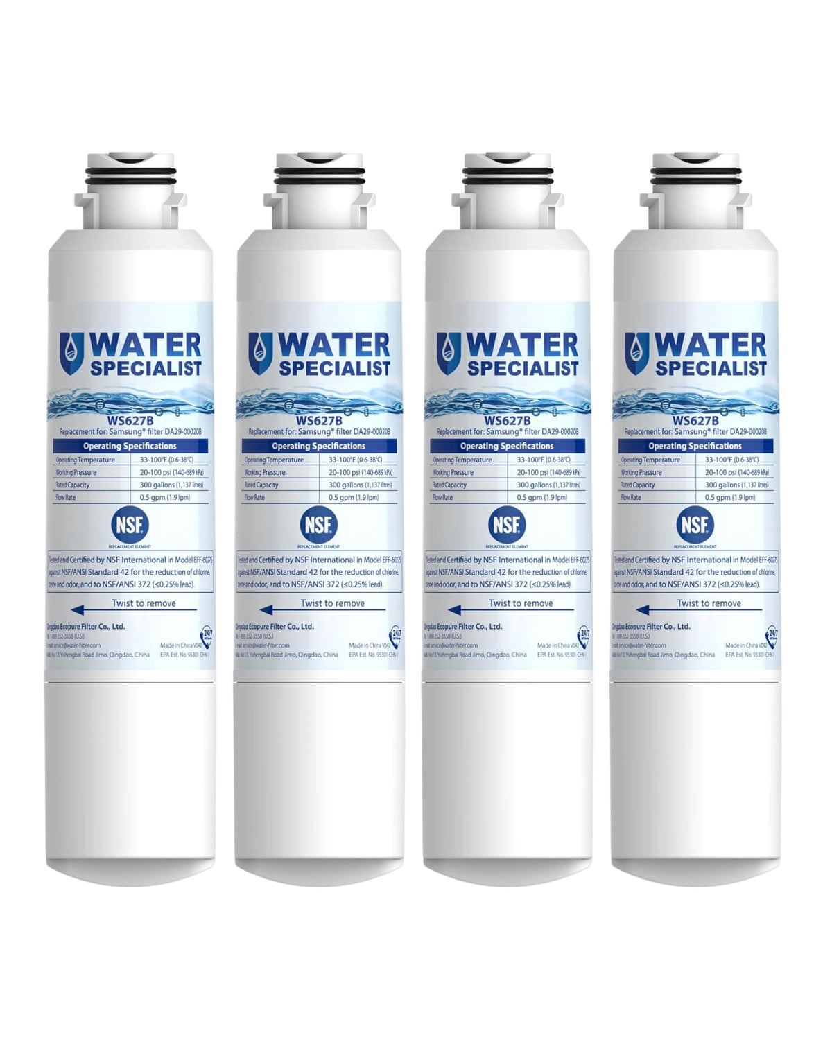 Water Filter Replacement for Samsung DA29-00020B, 4 Pack