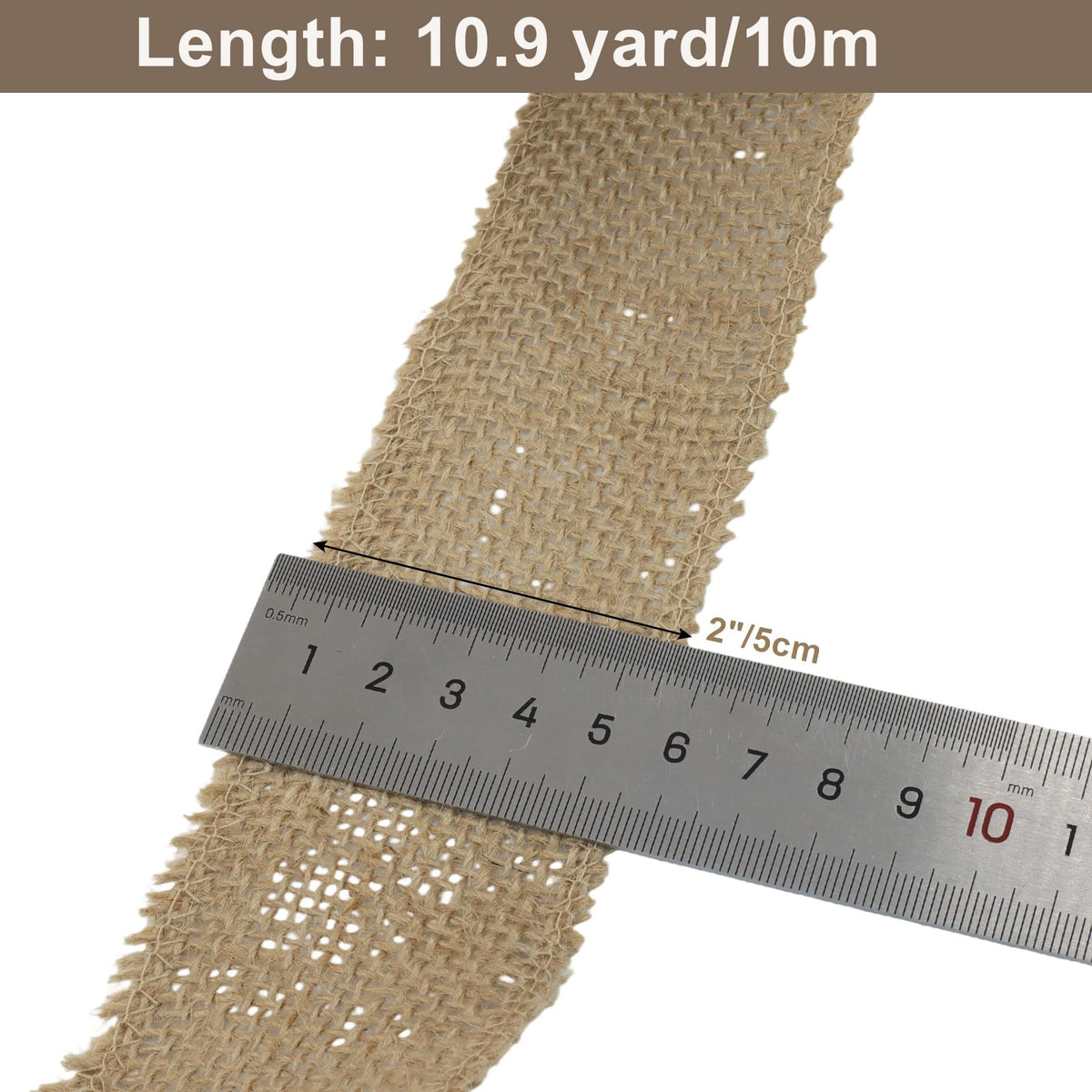 2" Wide Natural Burlap Fabric Roll, 10 Yards Jute Ribbon