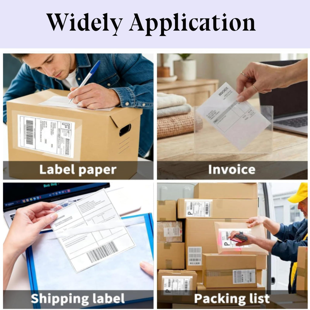 7.5" x 5.5"Clear Shipping Label Sleeves, Self-Adhesive Packing Slip Pouches, Top Loading Packing List Envelopes for