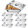 6 Pack 1/3 Steam Table Pan Covers Stainless Steel Hotel Pan Lid with Handle Catering Food Pan Cover Slotted Notched