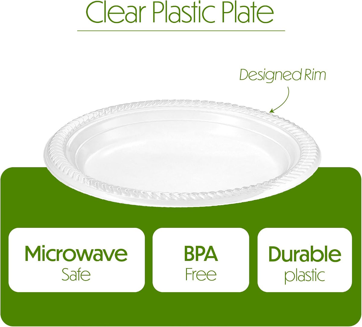 40 Pack Clear Plastic Plates 9 Inch Durable Disposable Plastic Dinner Plates for Parties Events BBQ