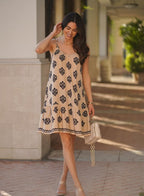 Womens Summer Dresses Spaghetti Strap Smocked Flowy Boho Dresses