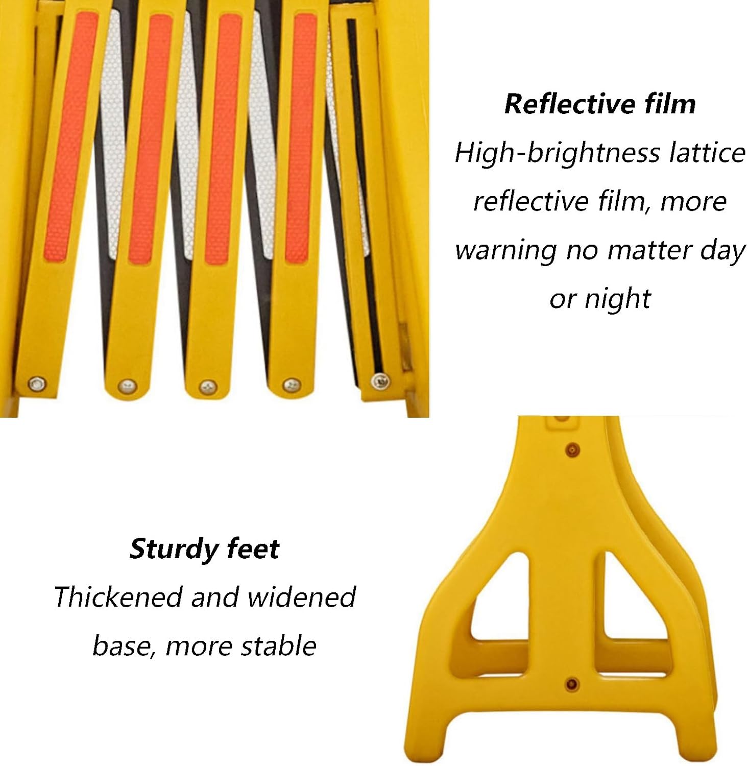 Expandable Mobile Barricade - Foldable Traffic Fence & Safety Barrier Gate | Yellow Plastic Barrier Chain |