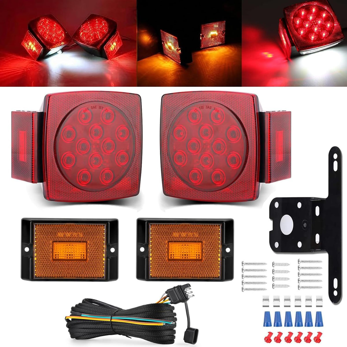 Trailer Light Kit with 25FT Braided Wiring Harness