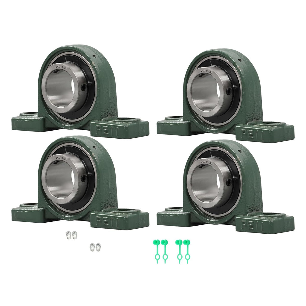 4 Pcs UCP211-32 Self-Align Pillow Block Bearing 2 inch, Solid Base
