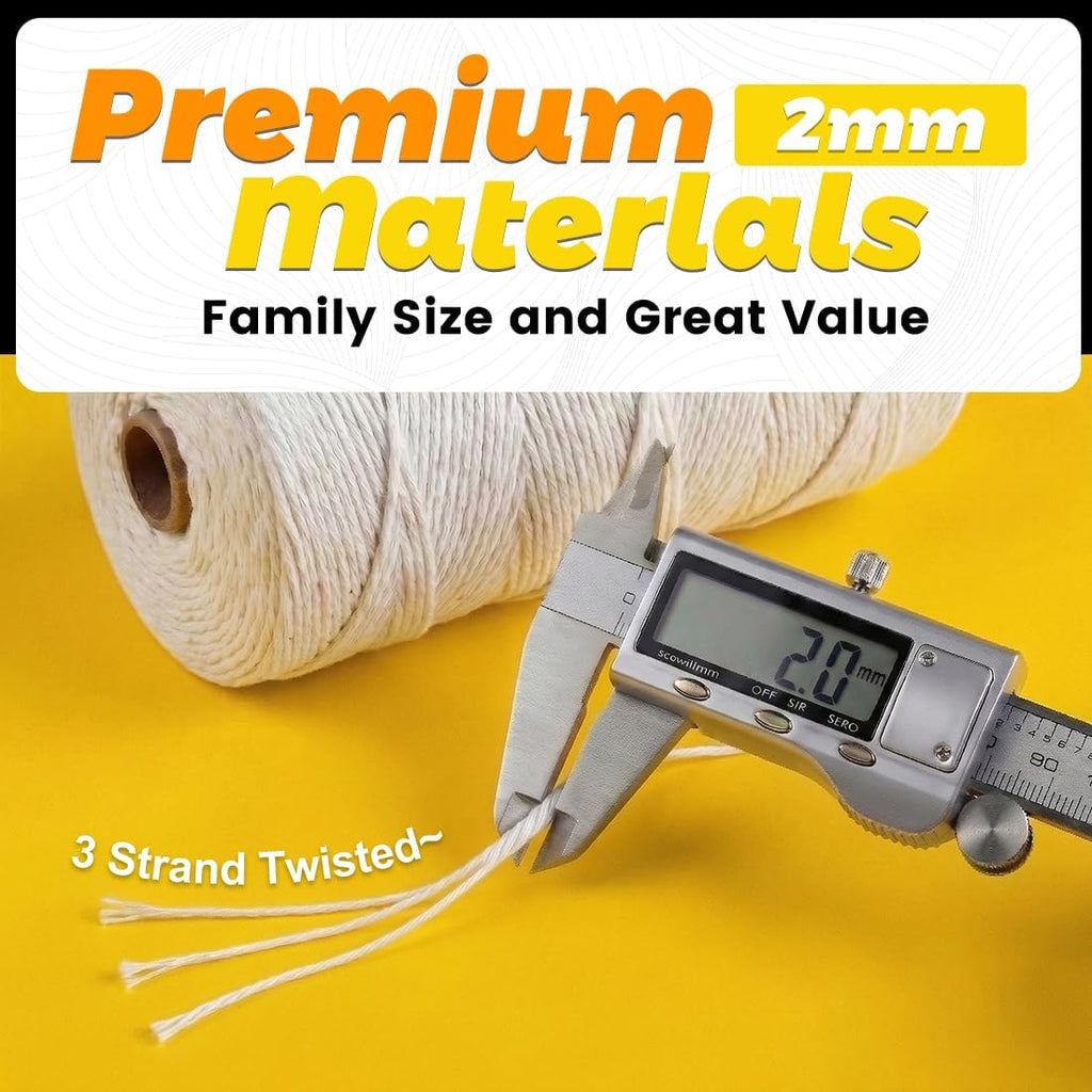 850 Feet 100% 2mm Natural Cotton Cooking Twine Food Grade Butcher Twine String for Kitchen Roasting Baking Turkey